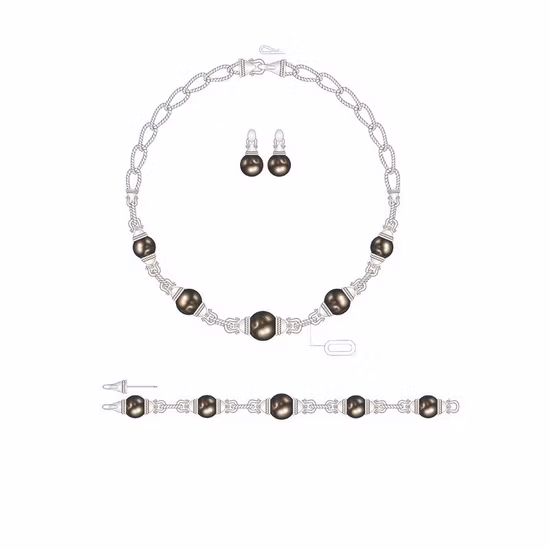 Collana Girocollo Moda con Fiore Caharm con Smalto Nero