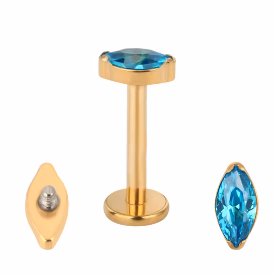 Gzn ASTM F136 Titanio Gioielli penetranti per il corpo Marquise CZ Blaze Set Fan Top Labret Orecchino Anelli al naso design all'ingrosso