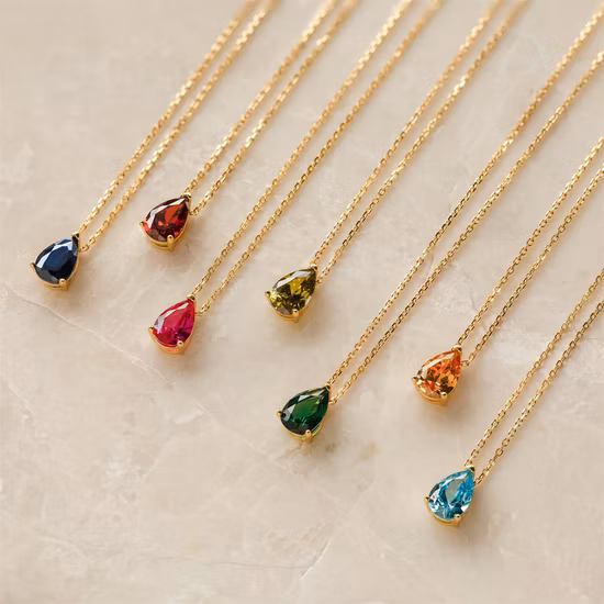 Collana con pietra preziosa minimalista personalizzata in pietra naturale in argento S925 con gioielli in argento sterling placcato oro 14K con zirconi baguette quadrati